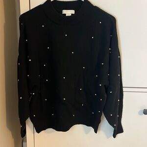 H&M black sweater with diamond pearls